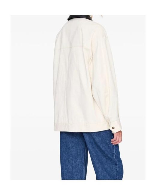 Anine Bing White Contrast Collar Zipped Jacket