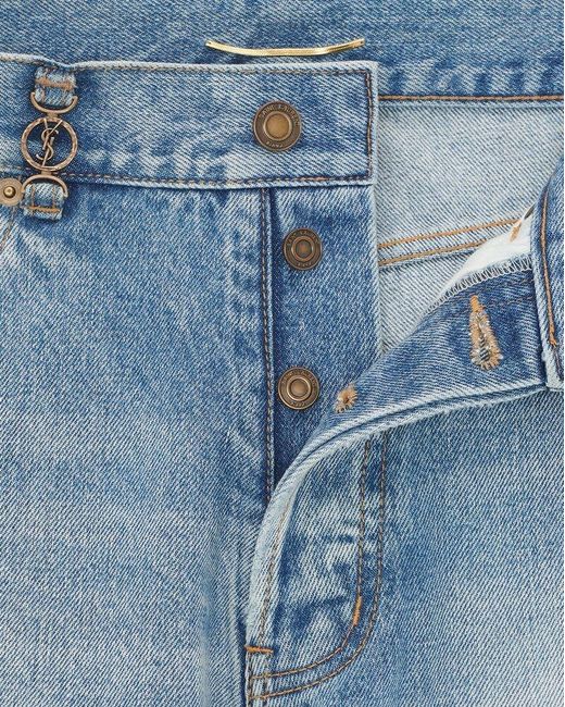 Saint Laurent Blue Cassandre Straight Leg Jeans