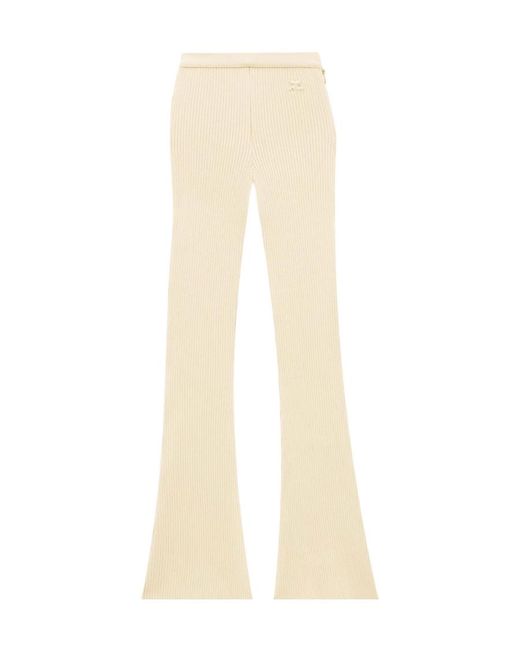Courreges White Reedition Rib-Knit Flared Trousers