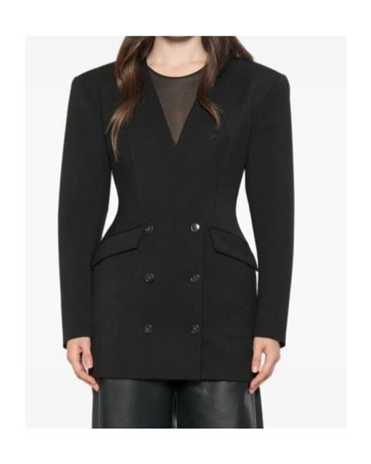 ANDAMANE Black Double-Breasted Collarless Jacket