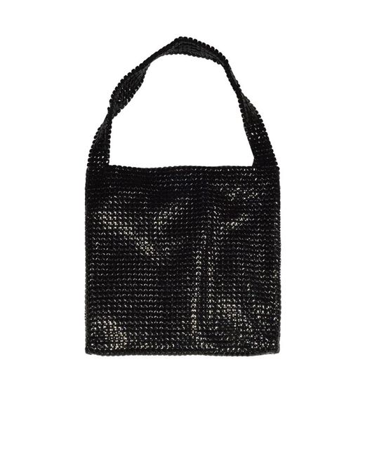 Rabanne Black Pixel Mesh Embellished Shoulder Bag