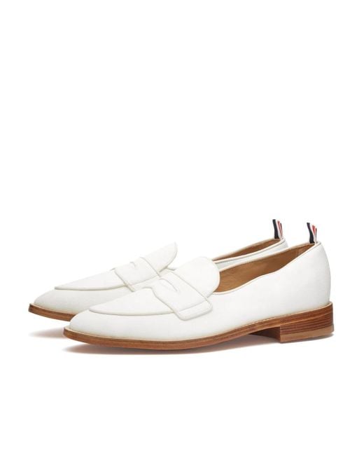 Thom Browne White Penny Loafer Shoes for men