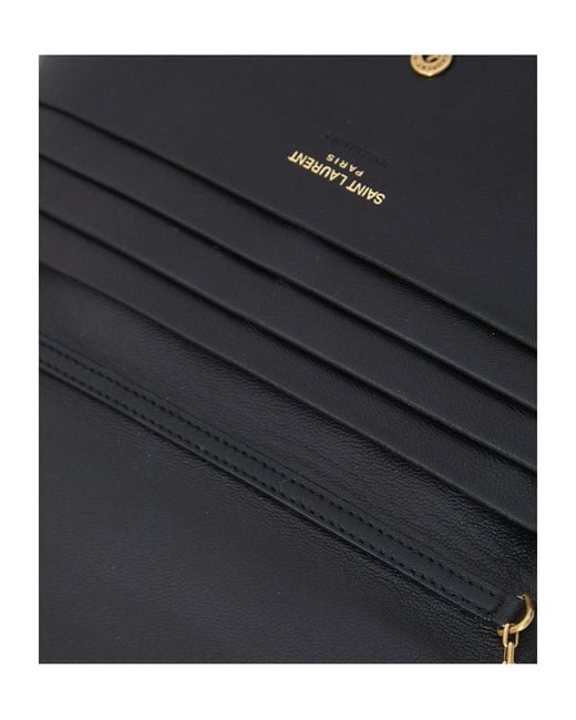 Saint Laurent White Logo Plaque Bi-Fold Wallet