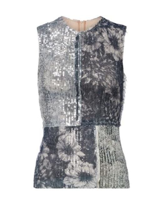 Maison Margiela Gray Sequined Patchwork Top