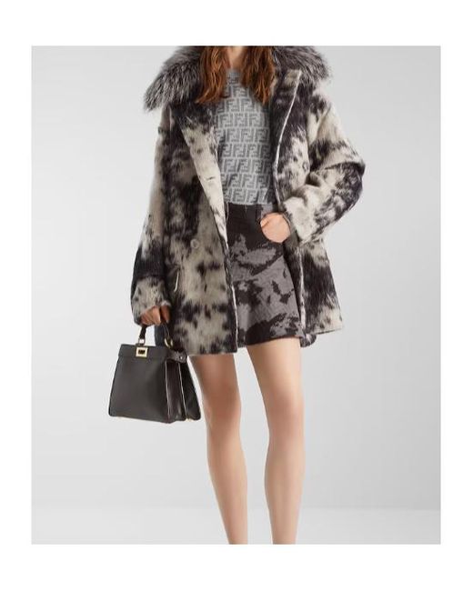 Fendi Gray Ff Animalier Denim Mini Skirt