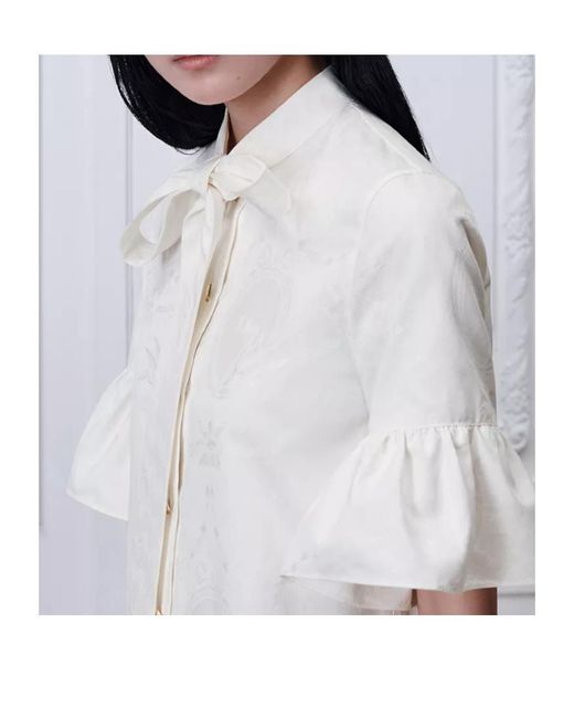 Dior White Qixi Short Flared Dress With Bow Collar