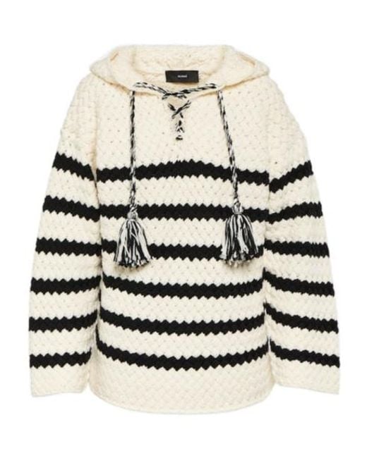 Alanui Natural Striped Knit Hoodie
