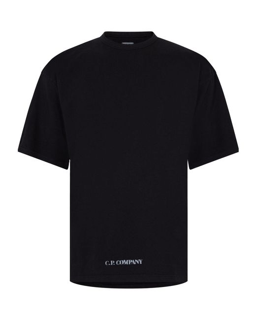 C P Company Black Logo Crew Neck T-Shirt for men