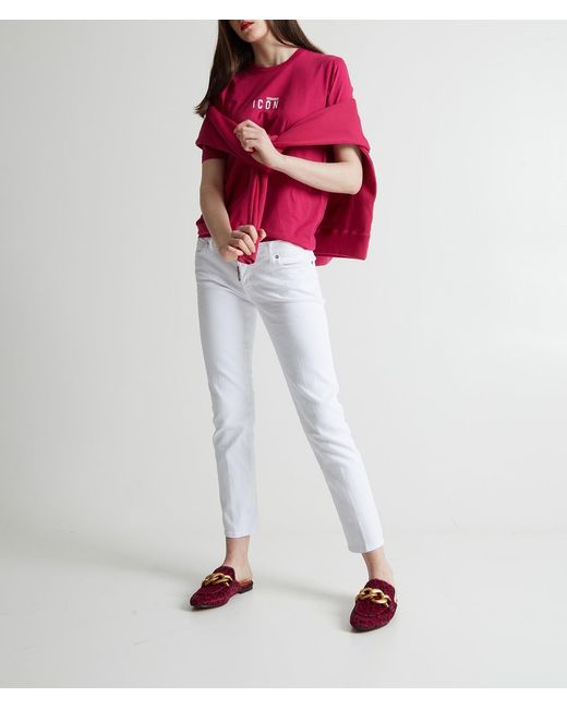 DSquared² White Low-Rise Stretched Jeans