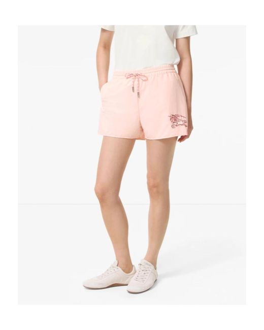 Burberry Pink Heart Knight Stretch Nylon Shorts