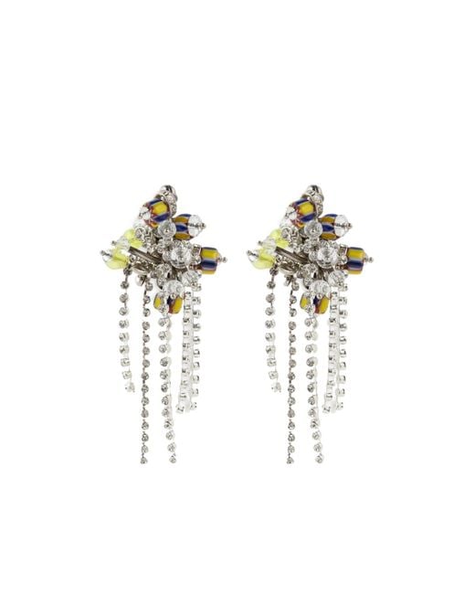 Dries Van Noten White Embellished Pin Earrings