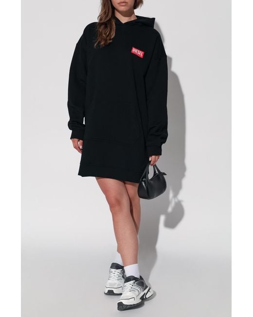 DIESEL Black D-Boxt Cotton Hoodie Dress