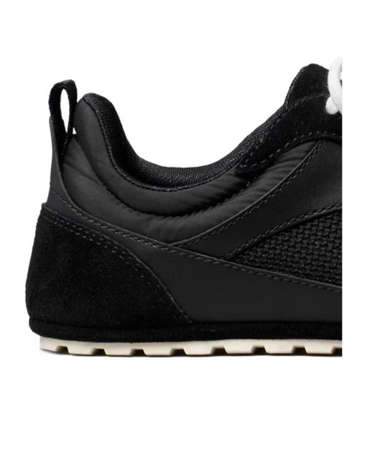 Tory Burch Black Field Leather And Suede Low-Top Sneakers