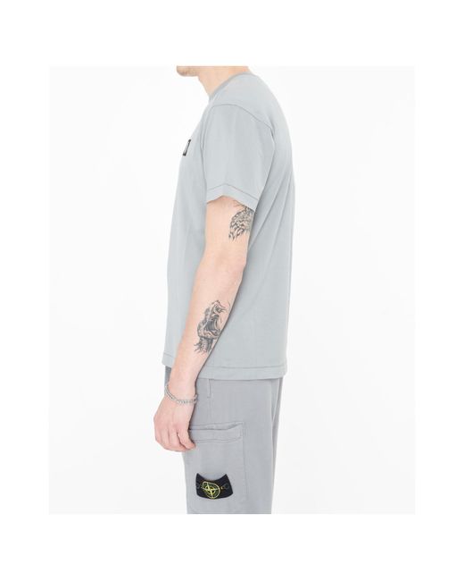 Stone Island Gray Compass Patch Crewneck T-Shirt for men