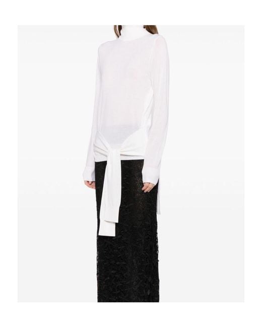 Totême  White Totême Double-Sleeve Turtleneck Top