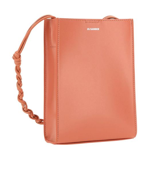 Jil Sander Pink Tangle Small Logo Embossed Crossbody Bag