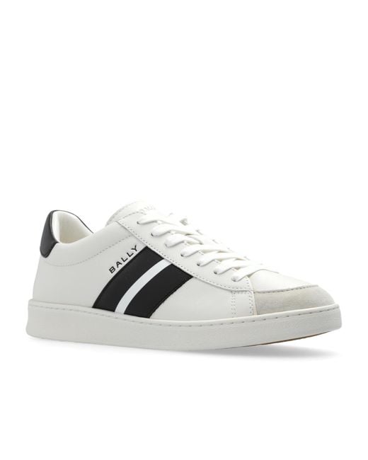 Bally White Round Toe Lace-Up Sneakers