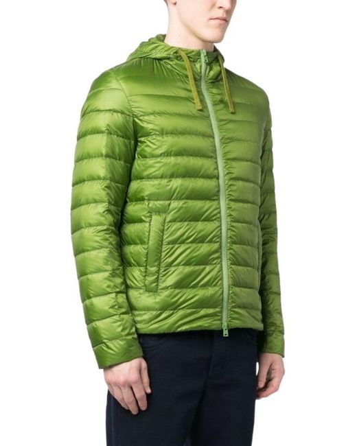 Herno Green Hooded Quilted Down Jacket for men