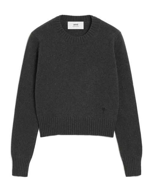 AMI Black Ami De Coeur-Embroidered Sweater