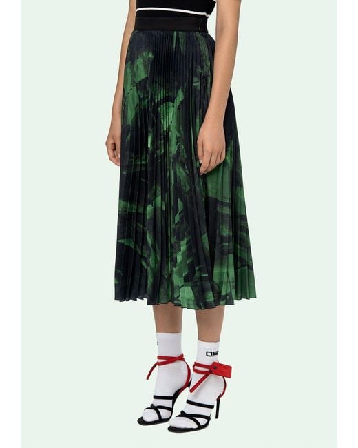 Off-White c/o Virgil Abloh Green Graphic Printed Pleated Skirt