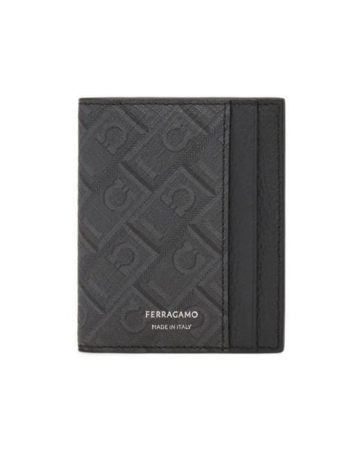 Ferragamo Gray Ferragamo Eyewear Monogram Card Holder Wallet for men