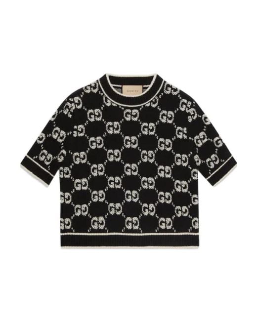 Gucci Black Gg Wool Bouclé Jacquard Top