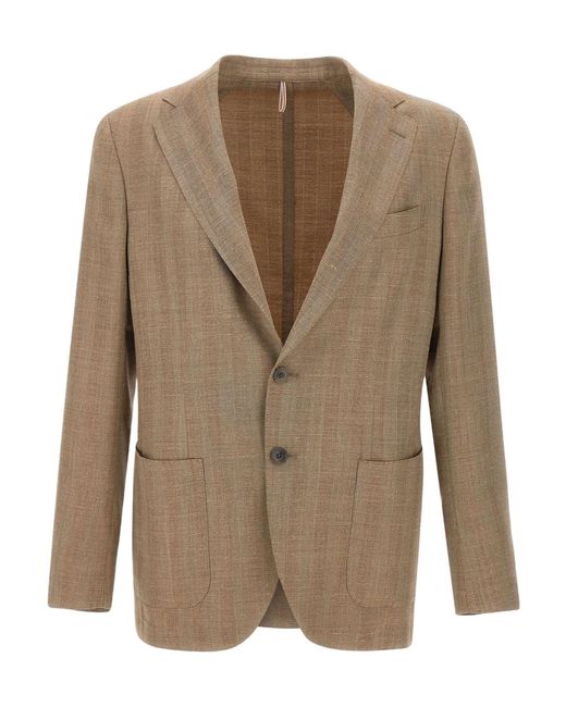 Biagio Santaniello Brown Single-Breasted Suit Jacket for men