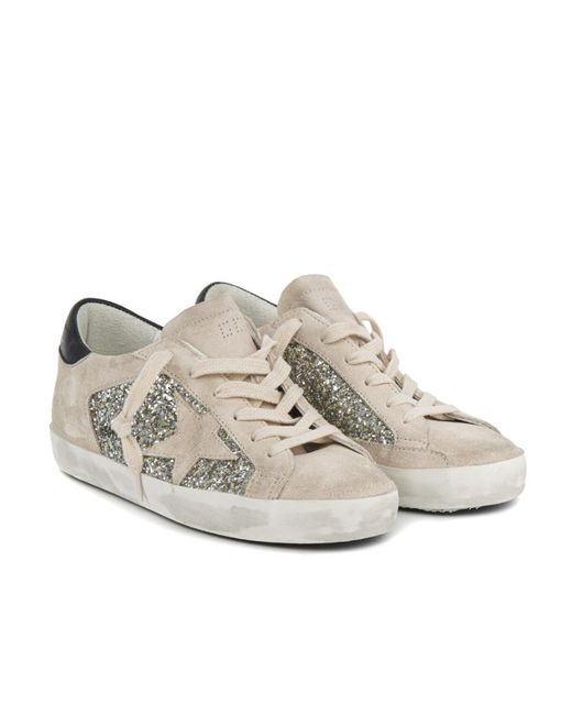 Golden Goose Deluxe Brand Gray Super-Star Glitter Suede Sneakers