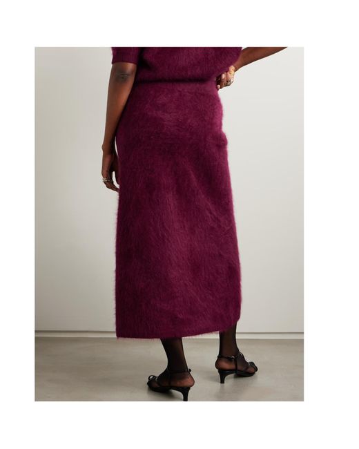 Lisa Yang Purple Asta Brushed-Cashmere Midi Skirt