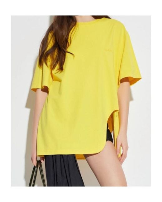 The Attico Yellow The Logo Embroidered Oversized Jersey T-Shirt