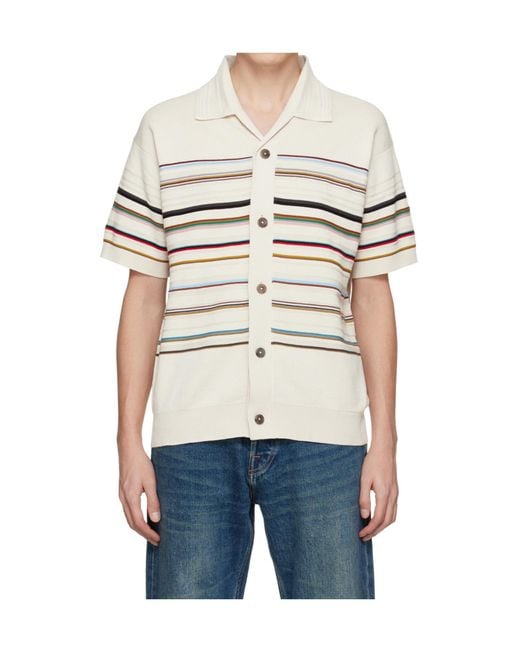 Paul Smith White 'Identical Striped' Short-Sleeved Shirt for men