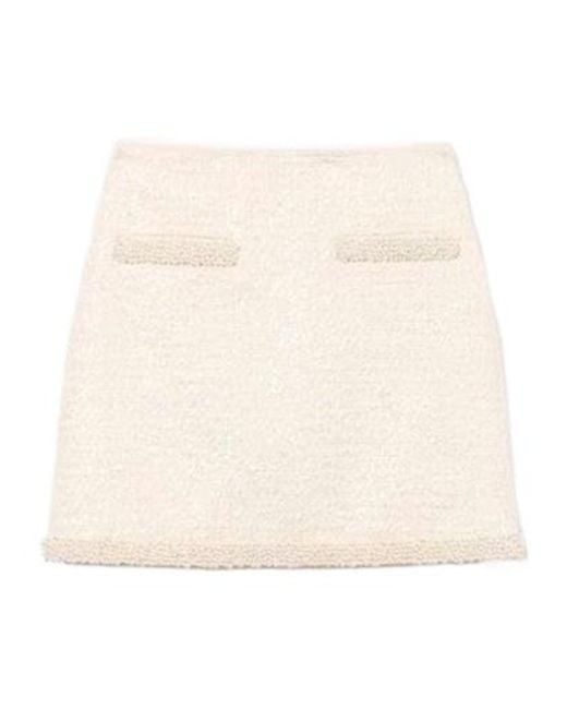 Self-Portrait Natural Boucle Embellished Trim Mini Skirt