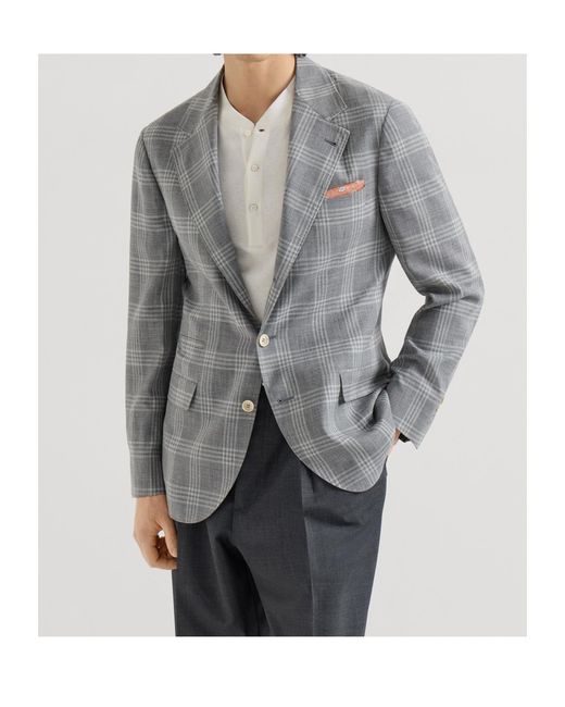 Brunello Cucinelli Gray Notched-Lapel Blazer for men