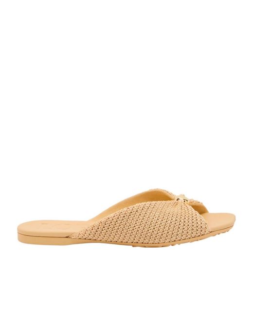 Loewe Multicolor Pebble Soft Raffia And Leather Sliders