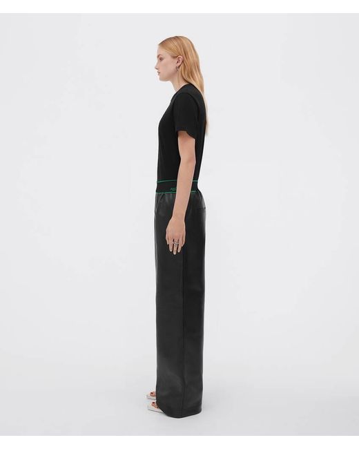 Bottega Veneta Green Logo Wide-Leg Casual Pants