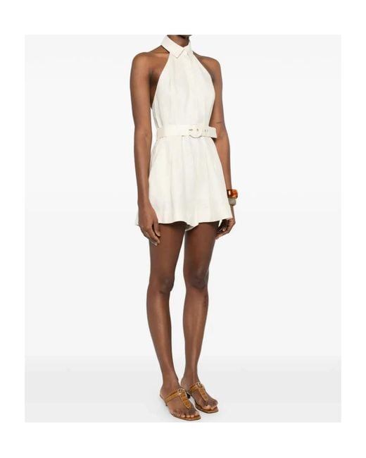 Zimmermann White Belted Collar Playsuit