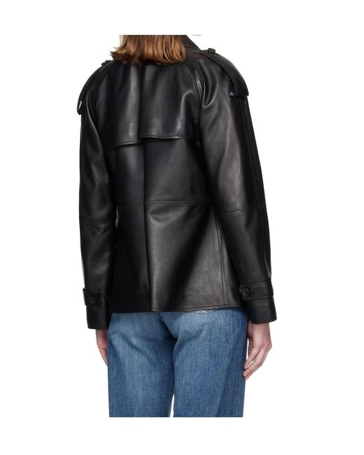 Mackage Black Dolores Double-Breasted Leather Jacket