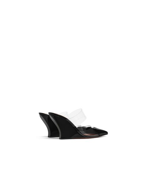 Alaïa Black Leather-Pvc Le Coeur Wedge Mules 90