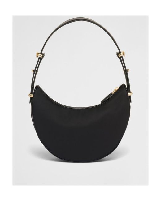 Prada Black Logo-Plaque Zipped Handbag