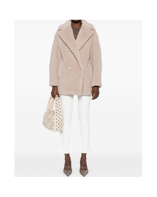 Max Mara Natural Cuba Double-Breasted Long-Sleeved Coat