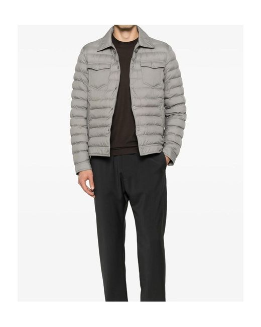 Herno Gray Quilted Press-Stud Jacket for men