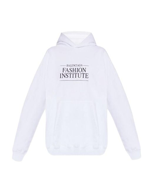 Balenciaga White Logo Printed Hoodie