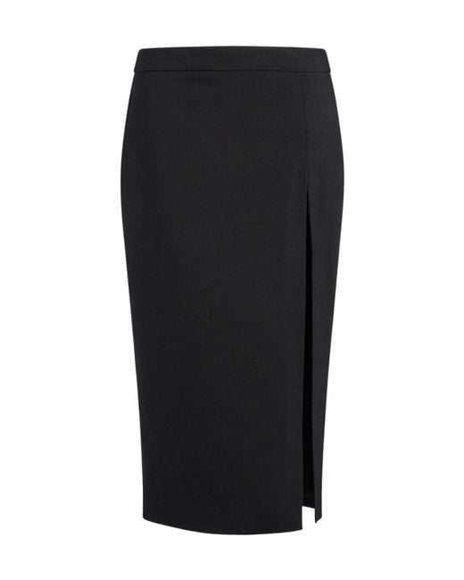 Dondup Black Logo Embroidered Side-Slit Maxi Skirt