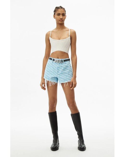 Alexander Wang Blue Bite High Rise Denim Shorts