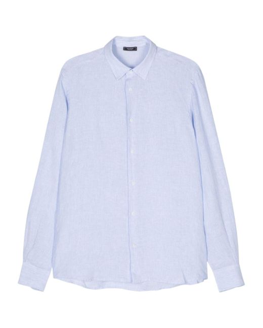 Peserico Blue Button-Down Long-Sleeved Shirt for men