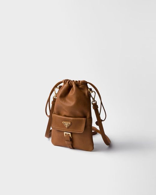 Prada Brown Pochette En Cuir Nappa