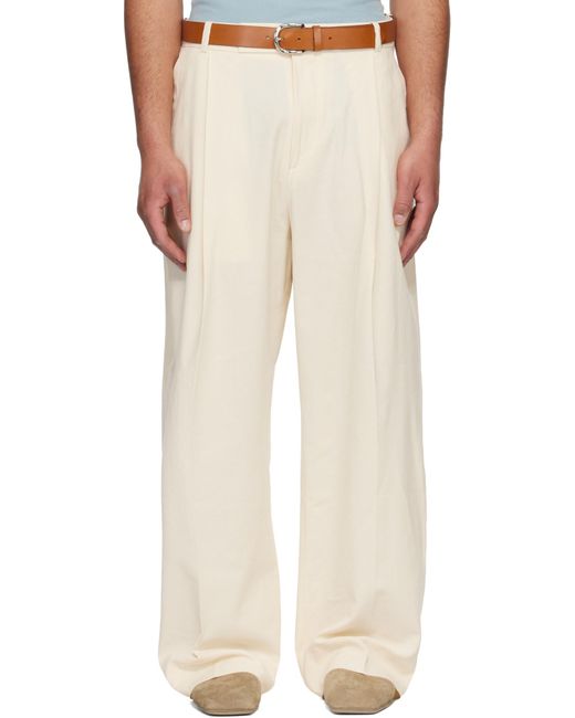 Studio Nicholson White Curved Leg Pants for men