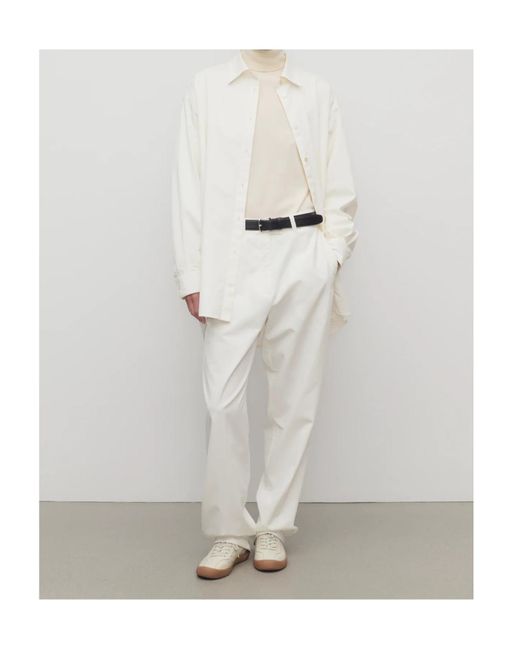 The Row White Neriah High-Waisted Tailored Pants