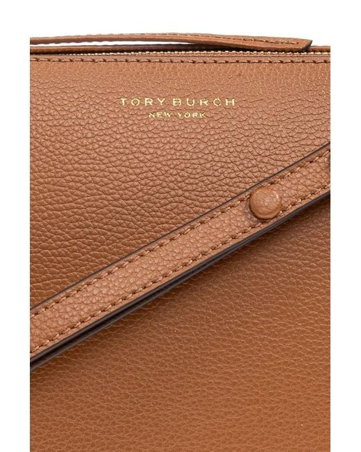 Tory Burch Brown Chain-Linked Zipped Shoulder Bag