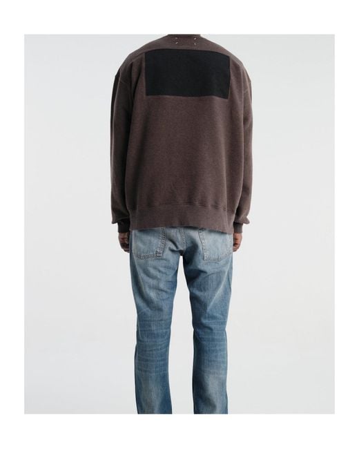 Maison Margiela Brown Denim-Patchwork Crew-Neck Sweatshirt for men
